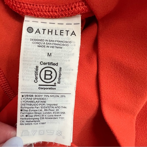 Athleta Transcend Stash Tight with Pockets Larkspur Red (orange) medium leggings - Picture 9 of 14